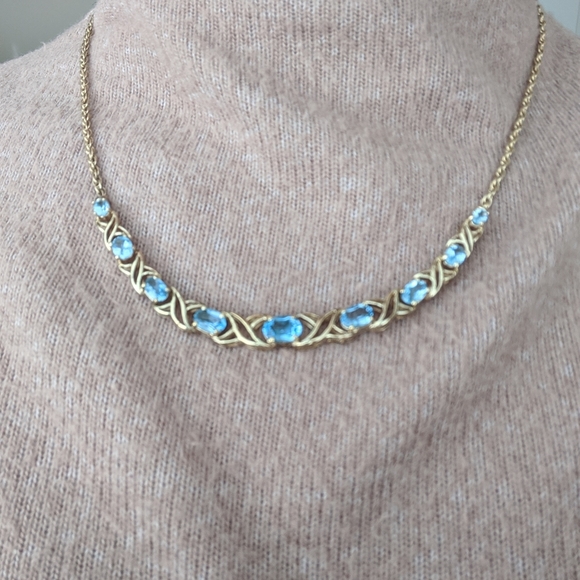 New blue topaz xo gold bonded necklace - Picture 3 of 3